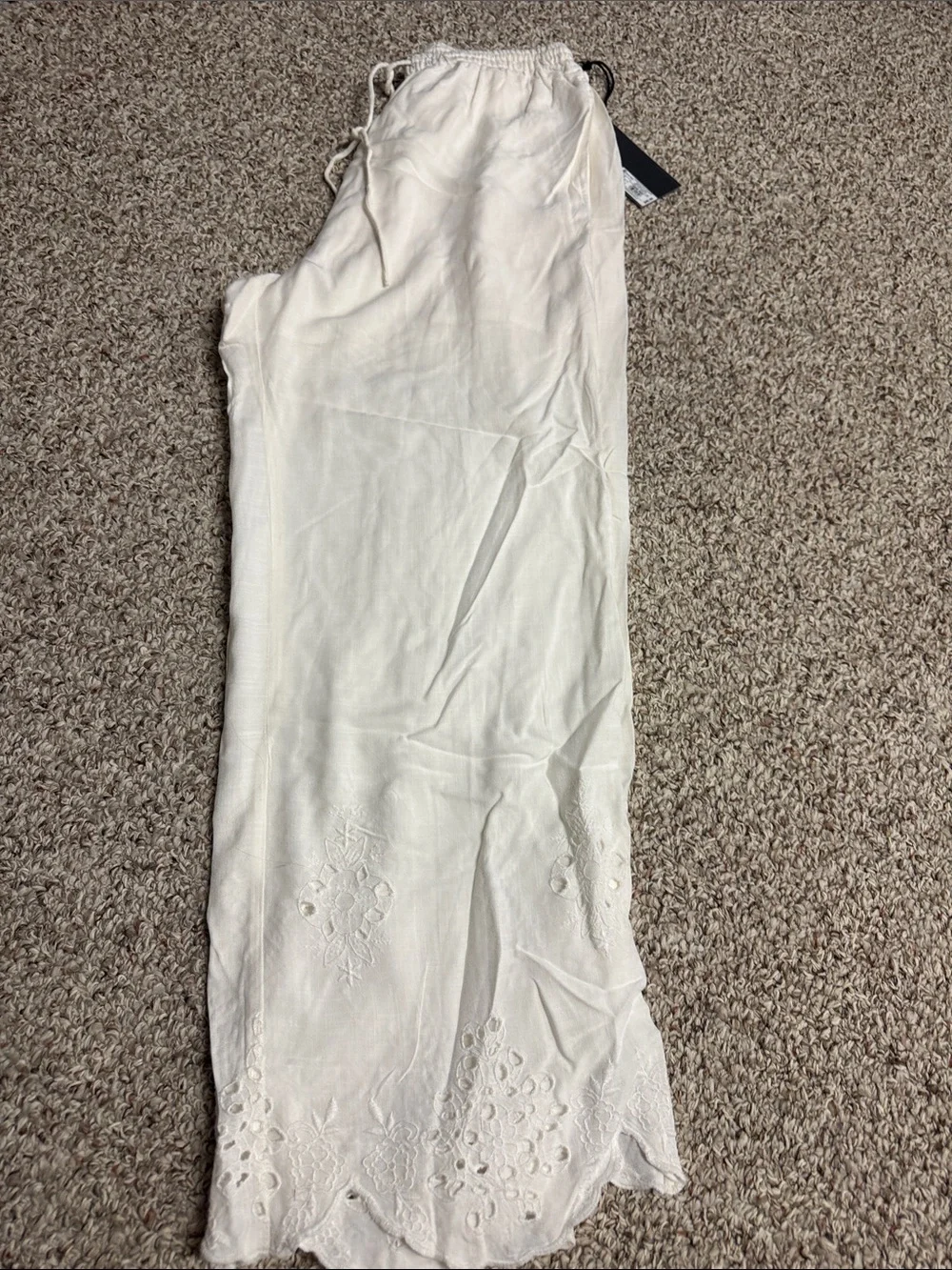 Future Collective White Eyelet Wide-Leg Pants
